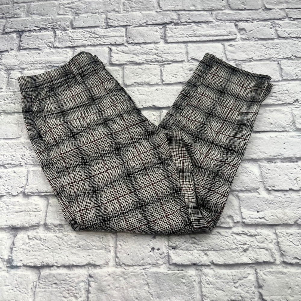 American Eagle Womens Super Hi-Rise Skinny Trouser Pants Black White Plaid 10